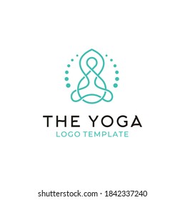 Artistic Human Yoga Pose with simple line art style for Exercise logo design
