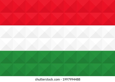 Vector artístico de la bandera de Hungría. formado desde triángulos a cuadrados con diferentes colores contrastantes que ilustran un efecto 3d. Relación 2:3