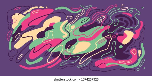 Artistic illustration in abstract style, made of various fluid shapes in color. Vector illustration.