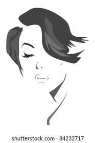artistic illustration of a beautiful woman with a stylish haircut