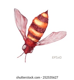 Artistic illustration of a bee. Vectorized watercolor sketch.