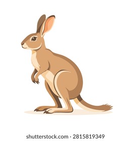 An artistic illustration of a brown jackrabbit in a standing posture isolated on a plain white background