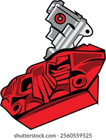 Artistic illustration of a car engine block, highlighting power and engineering, perfect for automotive enthusiasts and mechanical design themes