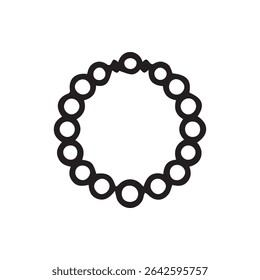 An artistic illustration featuring a circle bead strand in black and white suitable for design elements or creative projects.