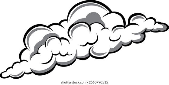 Artistic illustration of a fluffy cloud, capturing the whimsical and serene essence of the sky. Ideal for creative and atmospheric designs."
