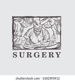 artistic illustration Group surgeon doing surgery 