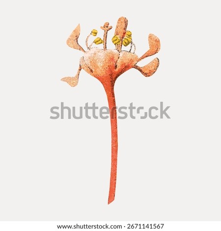 Artistic illustration of a stylized flower. The flower features vibrant colors and abstract shapes, creating a unique, artistic floral design. Stylized and artistic flower. Vintage botanical vector.