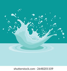 Artistic Illustration of a Water Splash with Droplets and Ripple