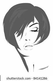 artistic illustration of a woman with a stylish haircut