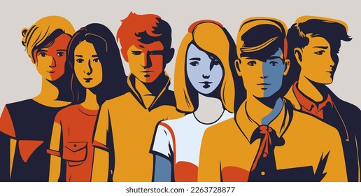 Artistic illustration of young people