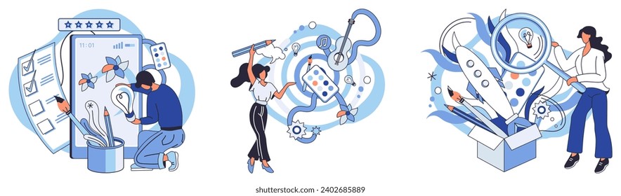 Artistic imagination vector illustration. The artists journey imaginative thinking transforms blank canvas into gallery emotions A leap imagination is heartbeat art, pulsating with rhythm creative