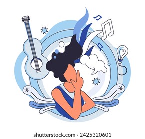 Artistic imagination vector illustration. The artists thought, brushstroke brilliance, paints canvas reality with hues artistic creativity Artistic imagination unfurls its wings, carrying artist
