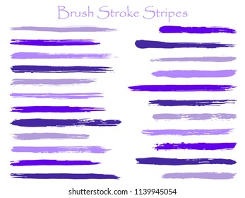 Artistic ink brush stroke stripes vector set, indigo horizontal marker or paintbrush lines patch. Hand drawn watercolor paint brushes, smudge strokes collection. Interior paint color palette elements.