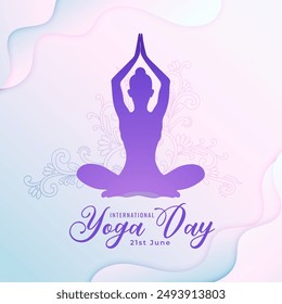 artistic international yoga day poster, woman in yoga body posture vector