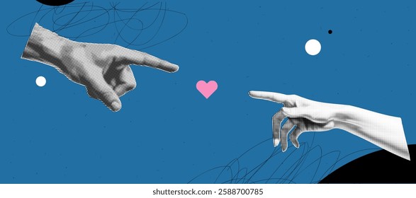 Artistic interpretation of connection with hands and heart design for posters