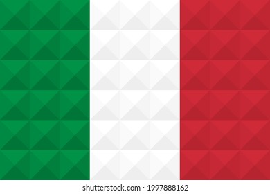 Artistic Italy flag vector. formed from triangles to squares with different contrasting colors illustrating a 3d effect. Ratio 2:3