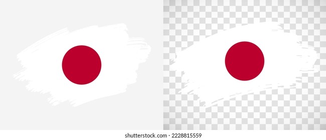 Artistic Japan flag with isolated brush painted textured with transparent and solid background