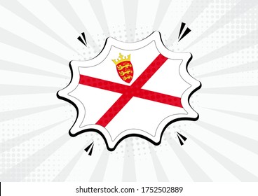 Artistic Jersey country comic flag illustration. Abstract flag speech bubble pop art vector background