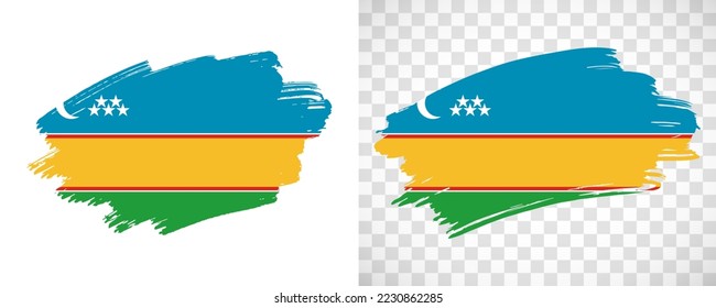 Artistic Karakalpakstan flag with isolated brush painted textured with transparent and solid background