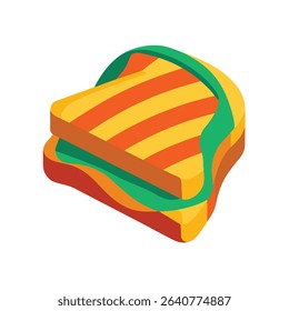 Artistic Kaya Toast Illustration Yellow Orange Green Stripes