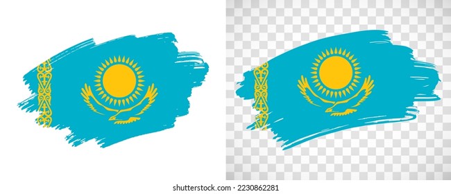 Artistic Kazakhstan flag with isolated brush painted textured with transparent and solid background