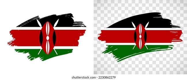 Artistic Kenya flag with isolated brush painted textured with transparent and solid background