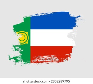 Artistic Khakassia national flag design on painted brush concept