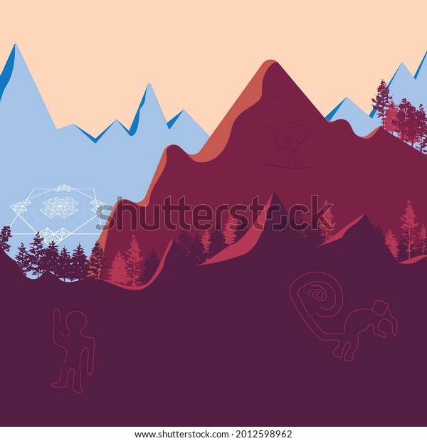Artistic Landscape Composed Mountains Trees Nazca Stock Vector (Royalty ...