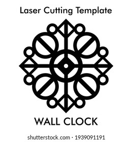 Künstlerische Laserschneideruhr für Wand- und Innendekor. Vektorsilhouette-Wandschablone für MDF- und Acrylschneiden. Wohnzimmerdekor Wanduhr.