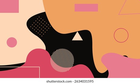 Artistic layout in red, peach, and black with dynamic curved shapes. Great for modern packaging and visual design assets.