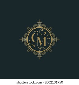 Diseño del logotipo del vector de letras C y M artísticas