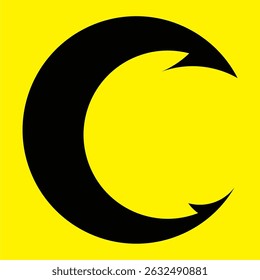 ARTISTIC LETTER C VECTOR LOGO BLACK COLOR YELLOW BACKGROUND