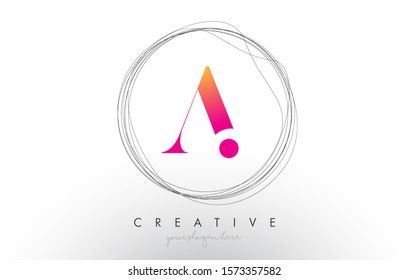 Artistic A Letter Logo Design With Creative Circular Wire Frame around it Vector Illustration.