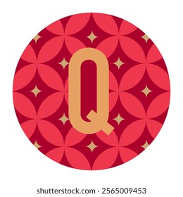 Artistic letter Q featuring intricate floral patterns in vibrant red tones. A versatile vector design perfect for festive branding, creative logos, and decorative applications.