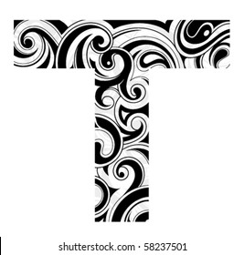 Artistic letter shape. Font type T
