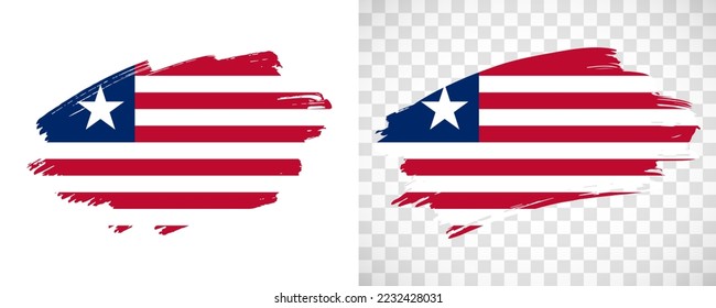Artistic Liberia flag with isolated brush painted textured with transparent and solid background