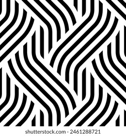 Artistic line art repeating pattern vector. Monochrome seamless patterns, Hexagonal tiles symbol background.