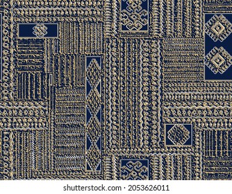 Artistic line carpet bathmat and Rug Boho style ethnic design pattern with distressed woven texture and effect seamless pattern design for scarf, carpet, curtain, linen, pillow and book cover

