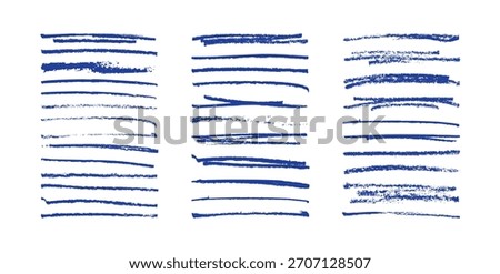 Artistic line collection featuring doodle strokes, pen marks, and crayon textures for creative borders, underlines, and hand-drawn design elements authentic line character. Crayon Brush Stroke Set.