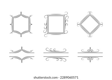 artistic line frames collection. vintage, simple and unique style. used for wedding, decoration, greeting or copyspace