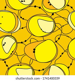 Artistic linear circles soft yellow seamless modern pattern design vector