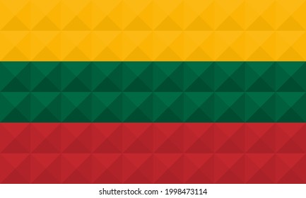 Vector artístico de bandera de Lituania. formado desde triángulos a cuadrados con diferentes colores contrastantes que ilustran un efecto 3d. Relación 3:5