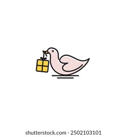 artistic logo about goose carrying package, can be use on all media because made with high resolution