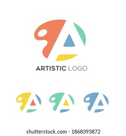 Artistic logo icon design template elements. Letter a. Color vector logo.
