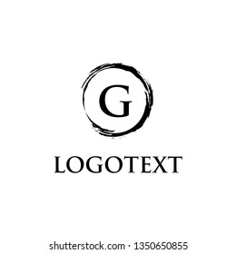 Artistic logo initial A to Z inside brush paint circle