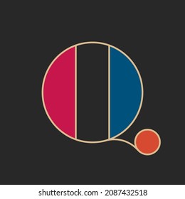 Artistic logo Q letter colorful funny artwork rounded playful font, round shape hipster calligraphic typography print design.