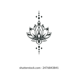 Vector artístico de la flor del loto útil para el diseño del tatuaje, diseños modernos