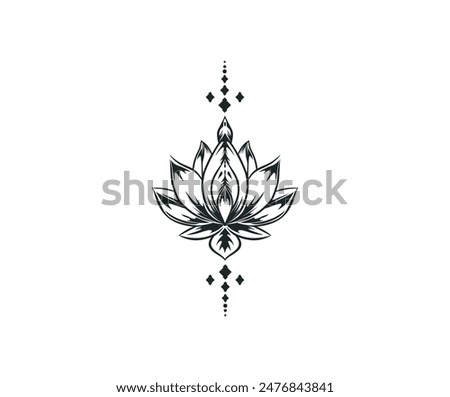 artistic lotus flower vector useful for tattoo design, modern designs