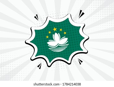 Artistic Macau country comic flag illustration. Abstract flag speech bubble pop art vector background