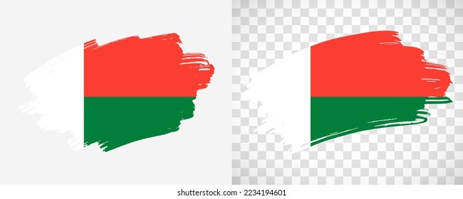 Artistic Madagascar flag with isolated brush painted textured with transparent and solid background